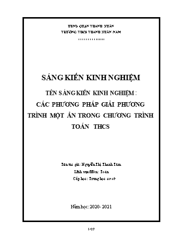 Sáng kiến kinh nghiệm Các phương pháp giải phương trình một ẩn trong chương trình Toán THCS