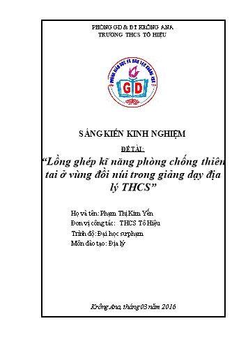 Sáng kiến kinh nghiệm Lồng ghép kĩ năng phòng chống chiên tai ở vùng đồi núi trong giảng dạy Địa lí THCS