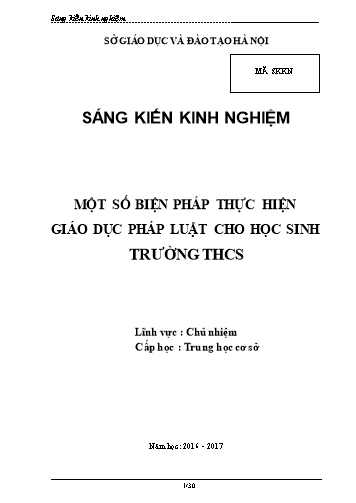 Sáng kiến kinh nghiệm Một số biện pháp thực hiện giáo dục pháp luật cho học sinh trường THCS