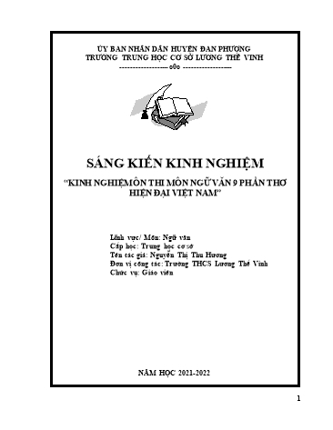 Sáng kiến Kinh nghiệm ôn thi môn Ngữ văn 9 phần thơ hiện đại Việt Nam