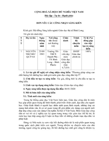 Sáng kiến kinh nghiệm Phương pháp nâng cao chất lượng bồi dưỡng học sinh giỏi môn Giáo dục công dân Lớp 9