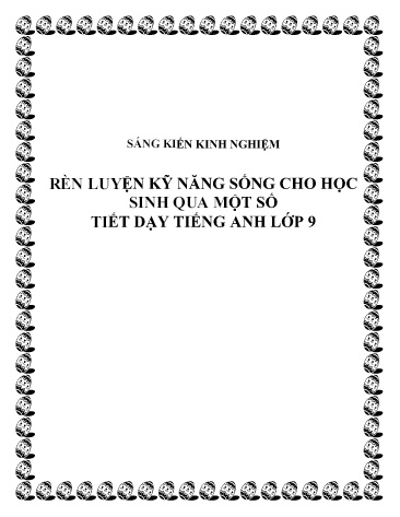 Sáng kiến kinh nghiệm Rèn luyện kỹ năng sống cho học sinh qua một số tiết dạy