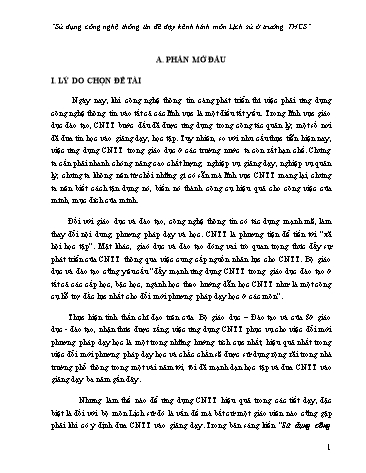 Sáng kiến kinh nghiệm Sử dụng công nghệ thông tin để dạy kênh hình môn Lịch sử ở trường THCS