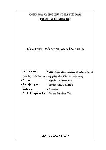 Sáng kiến Một số giải pháp tích hợp kỹ năng sống và phát huy tính thời sự trong giảng dạy Văn bản nhật dụng