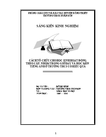 SKKN Cách tổ chức cho học sinh hoạt động theo cặp, nhóm trong giờ dạy và học môn Tiếng Anh ở trường THCS có hiệu quả