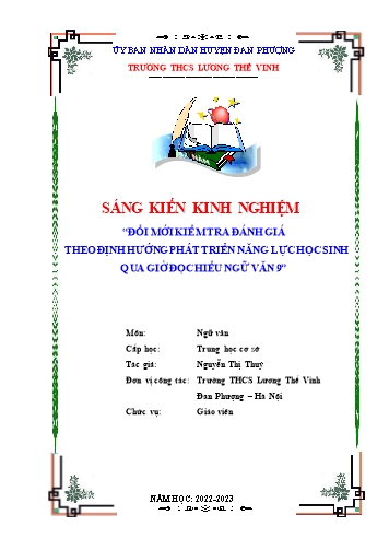 SKKN Đổi mới kiểm tra đánh giá theo định hướng phát triển năng lực học sinh qua giờ đọc hiểu Ngữ văn 9