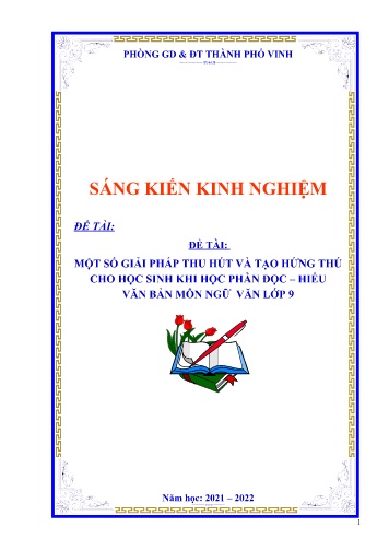 SKKN Một số giải pháp thu hút và tạo hứng thú cho học sinh khi học phần đọc - Hiểu văn bản môn Ngữ văn Lớp 9