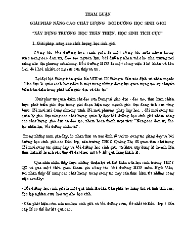 Tham luận Xây dựng trường học thân thiện, học sinh tích cực