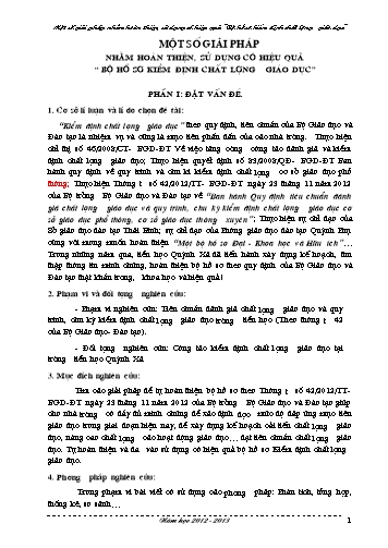 SKKN Một số giải pháp nhằm hoàn thiện, sử dụng có hiệu quả Bộ hồ sơ kiểm định chất lượng giáo dục