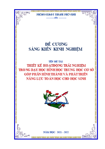 Đề cương SKKN Thiết kế hoạt động trải nghiệm trong dạy học hình học Trung học cơ sở góp phần hình thành và phát triển năng lực toán học cho học sinh