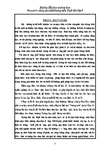 Sáng kiến kinh nghiệm Hướng dẫn học sinh tự học góp phần nâng cao chất lượng môn Ngữ văn Lớp 9