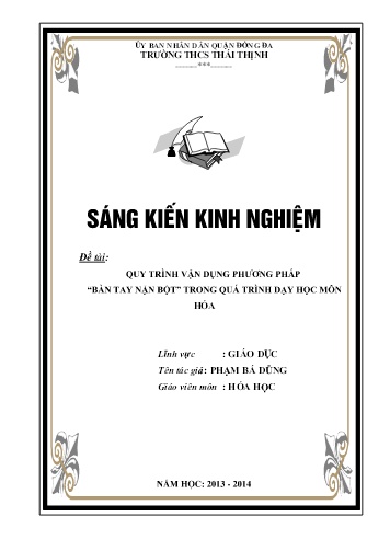 Sáng kiến kinh nghiệm Quy trình vận dụng phương pháp Bàn tay nặn bột trong quá trình dạy học môn Hóa