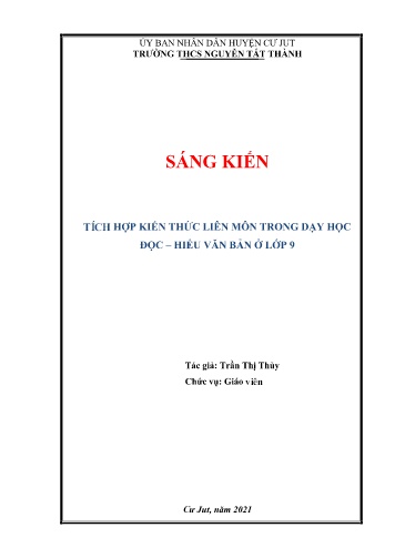 Sáng kiến kinh nghiệm Tích hợp kiến thức liên môn trong dạy học đọc - hiểu văn bản ở Lớp 9